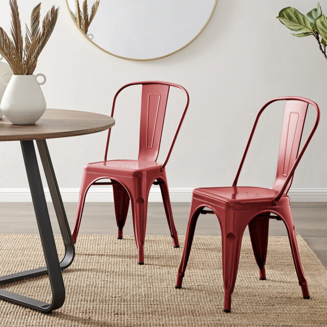 Honora Classic Industrial Metal Dining Chair - Style Bold Colour Stackable Side Chair