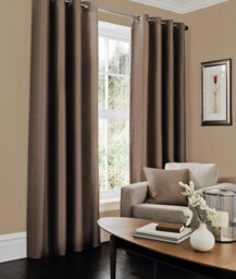 Luxury Faux Silk Lined Eyelet Curtains Pair - Elegant Window Drapes with Solid Colour Finish for Living Room Bedroom Dining Room Home Décor