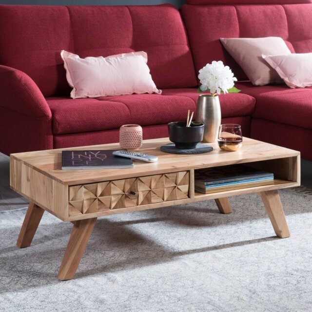 Doud Solid Wood Four Leg Coffee Table