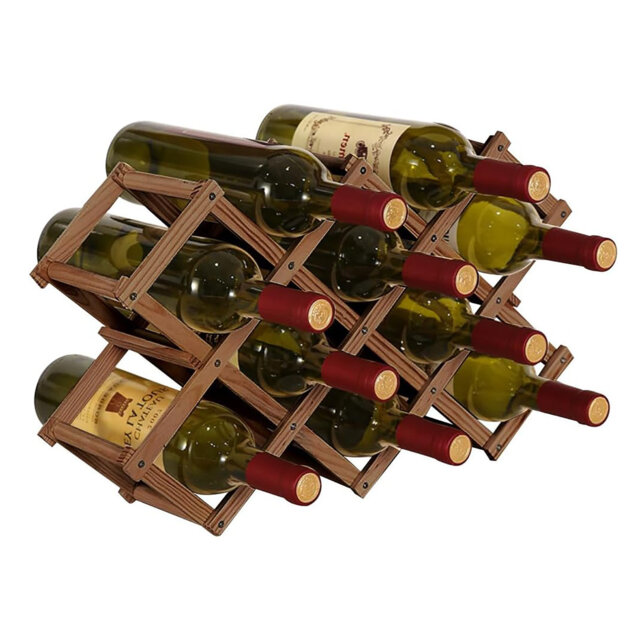 Wooden Wine Rack,10 Slot Foldable Wine Rack Table,Free Standing Bottle Racks