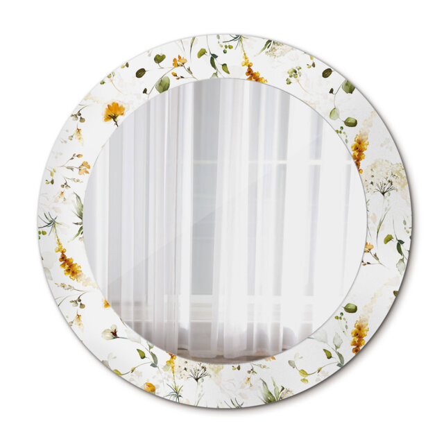 Huldar Round Glass Framed Wall Mounted Accent Mirror in White/Orange/Green