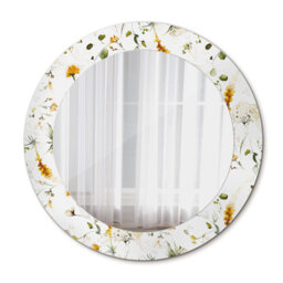Huldar Round Glass Framed Wall Mounted Accent Mirror in White/Orange/Green