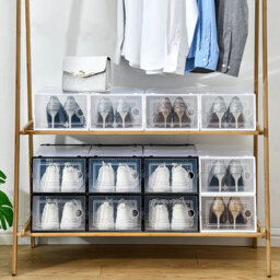 12 Pack Plastic Stackable Shoe Storage Boxes