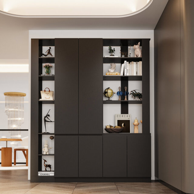 Wavy-Shaped Bookshelf with 5-Tier Shelves, Standing Display Book Shelves, Book Case Shelf Wood Open Bookcase for Home Office Living Room 30cm D x 91cm