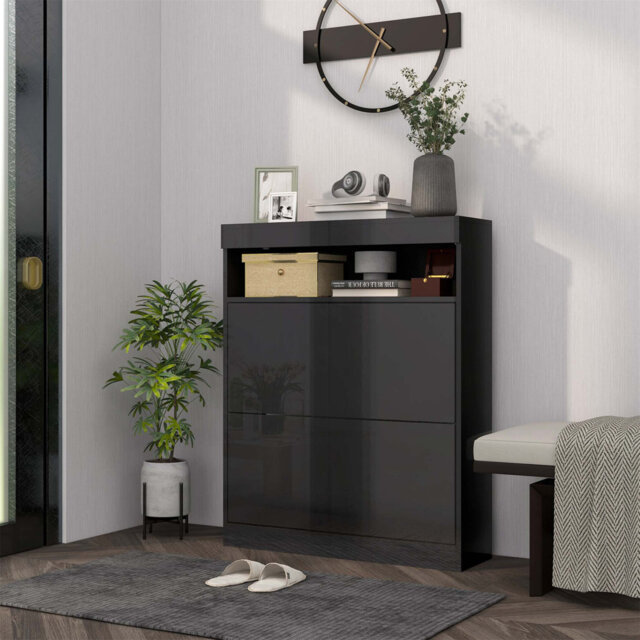 Shoe Storage Cabinet With Flip Doors