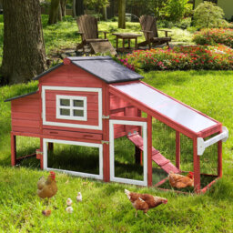 1.8 m² Chicken Coop with Chicken Run and with Roosting Bar for up to 4 Chickens