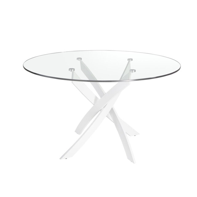 Round tempered glass dining table