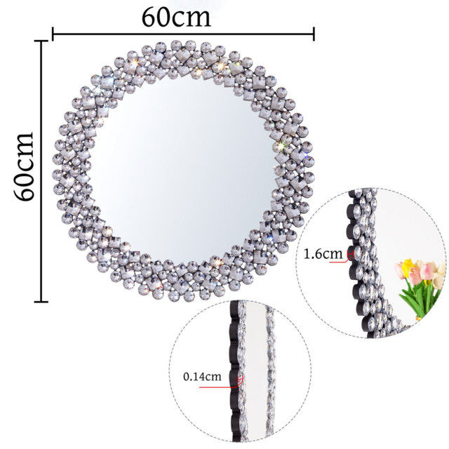 Freelon Round Crystal Framed Wall Accent Mirror 60x60CM