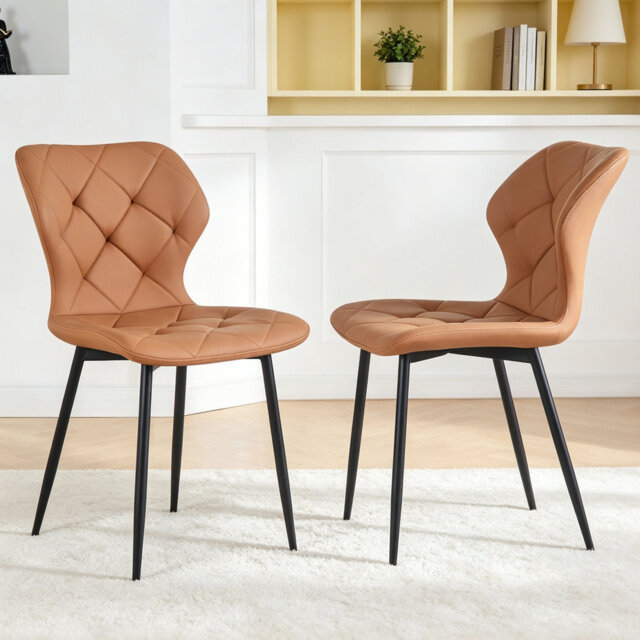 Upholstered Armless Faux Leather Dining Chair With Wraparound Backrest