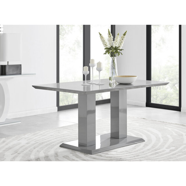Eubanks Double Pedestal High Gloss Dining Table - Luxury Modern Design
