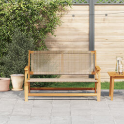 Wood And Wicker Double Durable Outdoor Bench