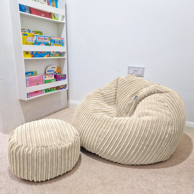 rucomfy Beanbags Jumbo Cord Kids Mini-Slouch Bean Bag Chair - Childrens Bedroom Playroom Furniture and Fun Decor. Arrives with Filling and Machine Was