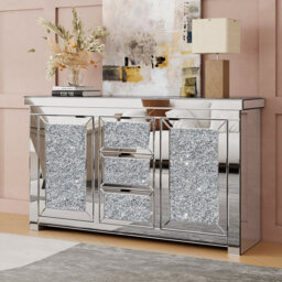 Jasmic 145cm Wide 3 Drawer Mirrored Glass Sideboard