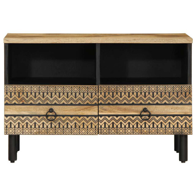 Natur Pur TV Cabinet Black 70X33.5X46 Cm Solid Rough Wood Mango