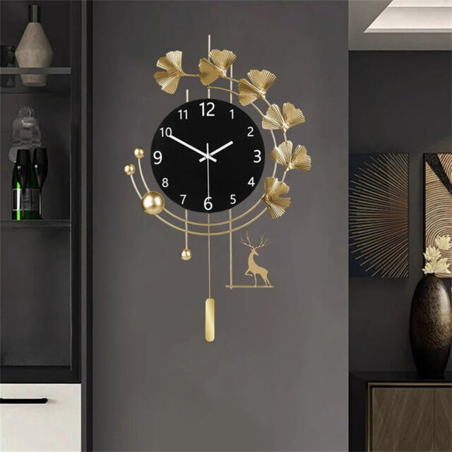 Wall Clock,Large Decoration Gold Decoration Wall Clocks For Living Room,Silent Non Ticking,Battery Operated Oversized Round Modern Clock For Bedroom,F