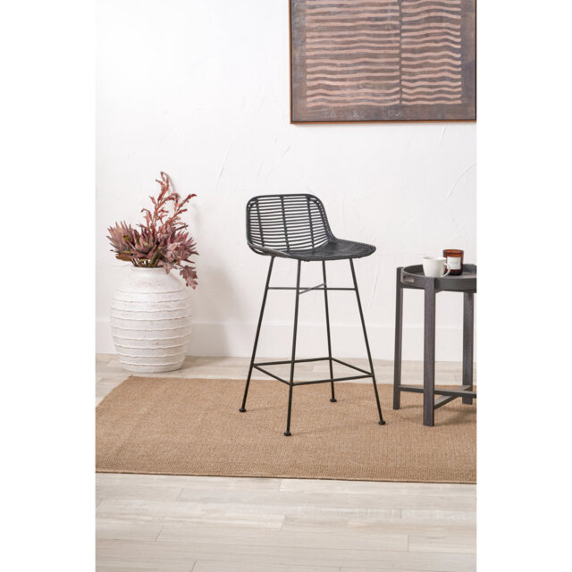 Rattan Core Counter Stool with Metal Frame
