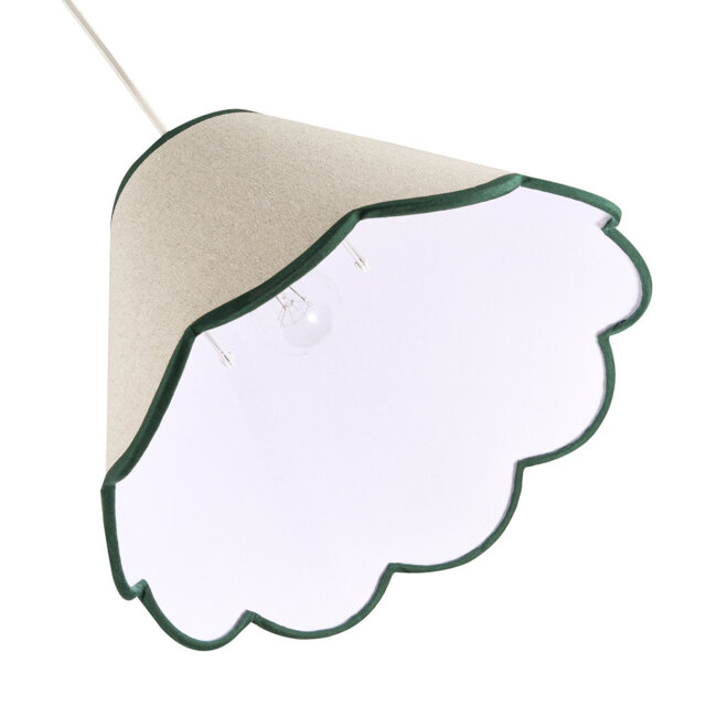 Scallop Edge Natural Textured Linen Coolie Lamp Shade With Trims By
