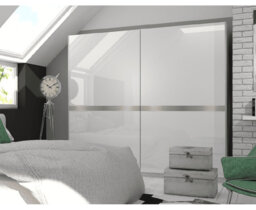 Wardrobe Modern & Stylish Large White Gloss Sliding Door Wardrobe 210cm Wide