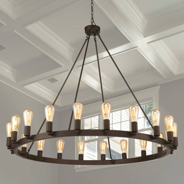 Farrington 20 - Light Wagon Wheel Candle Style Chandelier