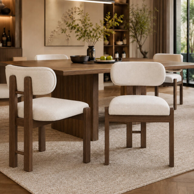 Boucle Upholstered Upholstered Back Side Chair