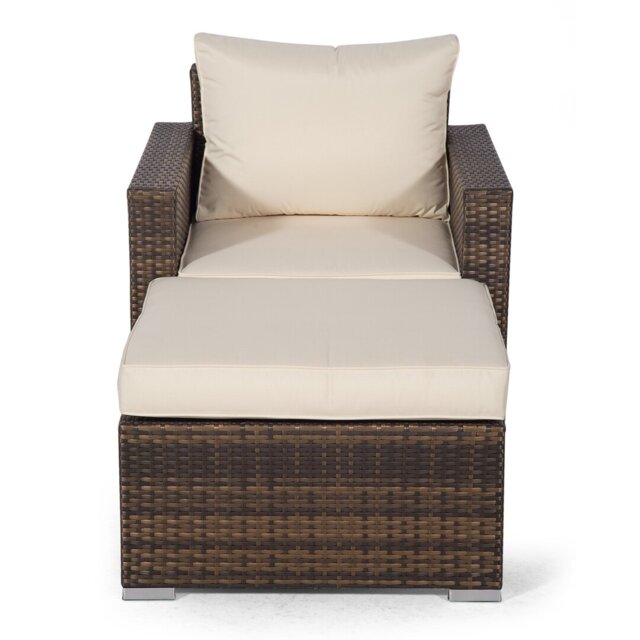 Villatoro Wicker Outdoor Lounge Chair with Ottoman