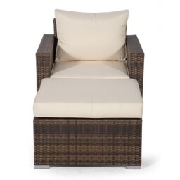 Villatoro Wicker Outdoor Lounge Chair with Ottoman