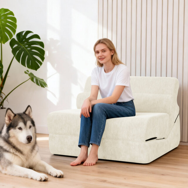 Compressed Sofa Bed - Fold-out Curved Bed Chair One Seater