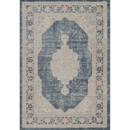 Washable Living Room Traditional Orchid Floral Area Rug – Soft Polypropylene Weaving, Low Pile, Non Slip Cotton Backing for Elegant Indoor Spaces, Nav