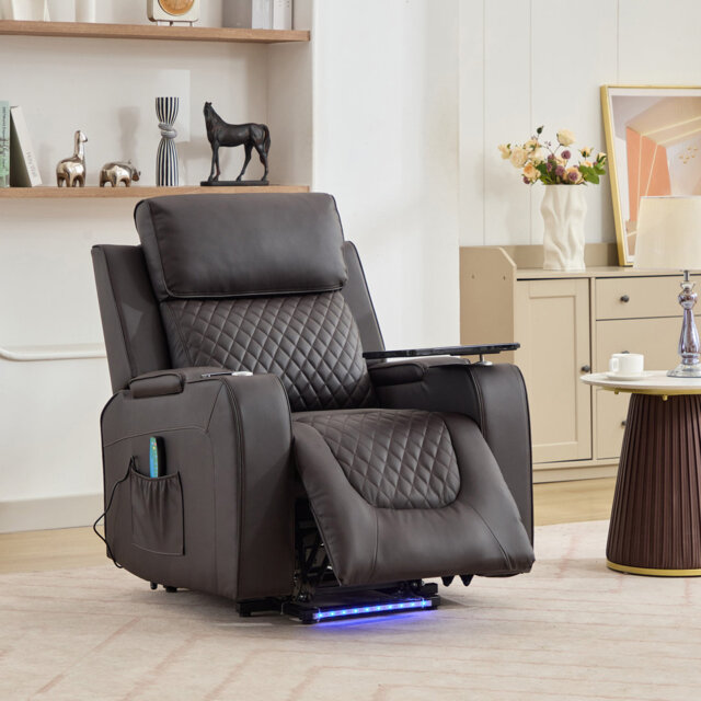 Byron 86cm Wide Faux Leather Lift Assist Standard Recliner with Massager