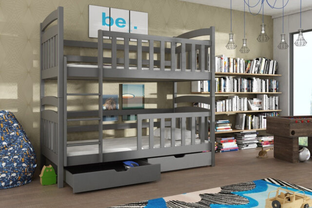 Large Pine Seb Wooden Bunk Bed for Kids with Bonnell Mattresses