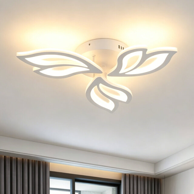 LED Ceiling Light, Creative Ceiling Lamp Fixture with Flower Design, Acrylic, Semi Flush Ceiling Lighting for Bedroom, Kitchen, Dining Room, 3 Color T