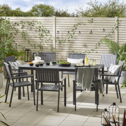 Arundell Outdoor 8 Seat Dining Table & Chairs Set for Modern Minimalist Garden Patio (Cover Included)