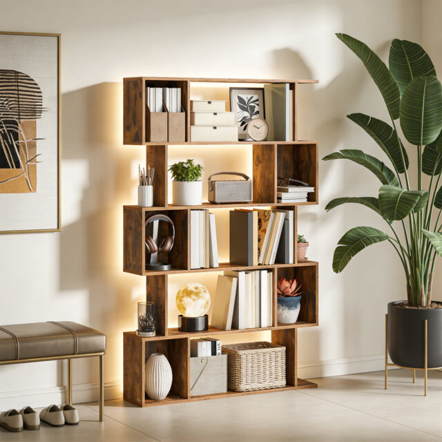 Bookshelf, 5-Tier Bookcase Storage Shelf With Open Compartments, For Living Room, Bedroom, Office