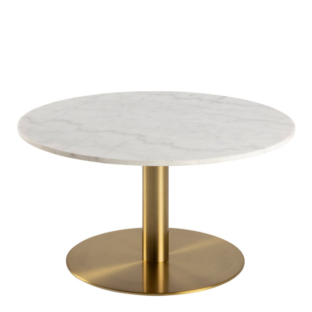 Corby Round Coffee Table with White Marble Top & Gold Base
