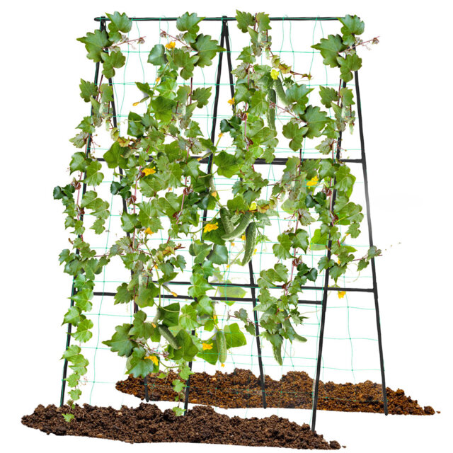 Outdoor Trellis Climbing Plants A-Frame Garden Trellis W/ Netting-Black