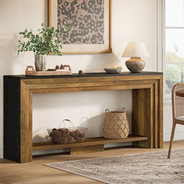 70.9-Inch Extra Long Console Table for Living Room, Entryway, Farmhouse 2-Tier  Sofa Table Behind the Couch