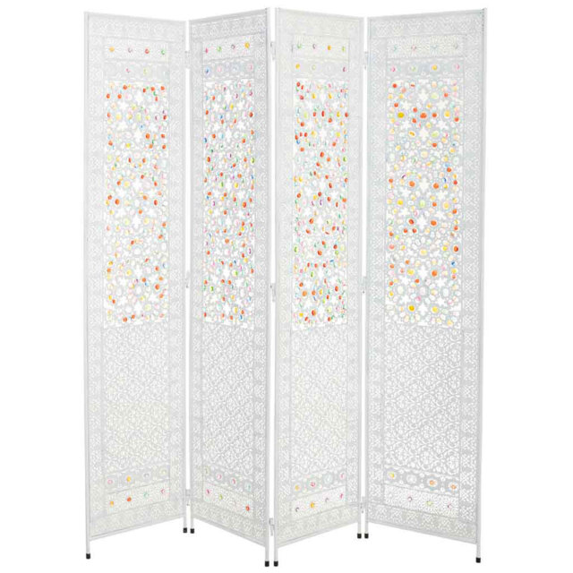 Didama 160cm W x 172cm H 4 - Panel Metal Folding Room Divider