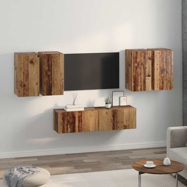 TV Cabinet Set 6 Pcs 60 X 30 X 30 Cm Engineered Wood