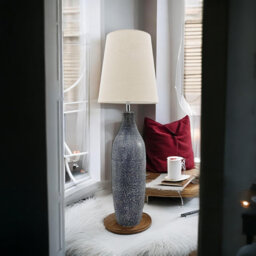 134cm Traditional Floor Lamp with Aged Base - Neutral Fabric Shade Vintage Style Lighting for Living Room or Bedroom