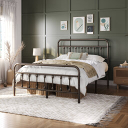 Metal Bed Frame with Vintage Headboard