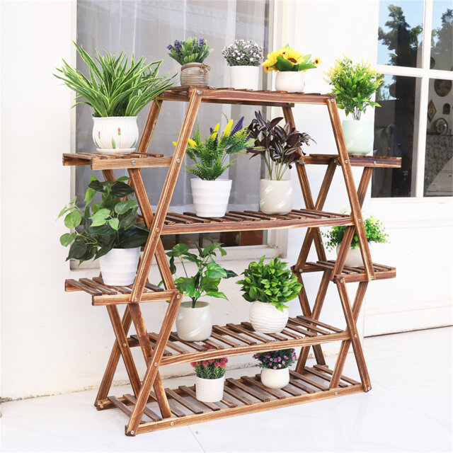 Anandwati Solid Wood Pine Plant Stand 8 Tier