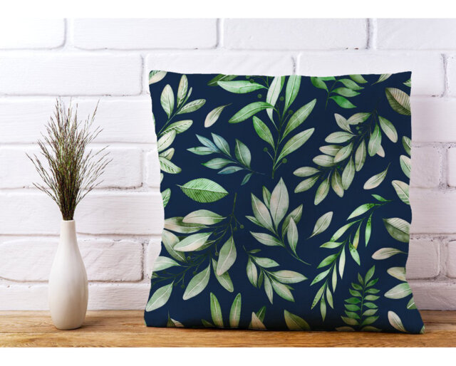 Ginny Watercolour Leaves Floral Scatter Cushion with Filling