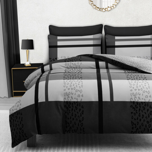 Luxury Double Brushed Microfiber Reversible Duvet Cover Set with Zipper Closure and Corner Ties