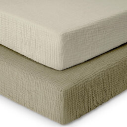 100% Cotton Muslin Cot Fitted Sheets 2 Pack- Soft & Breathable, for Boys & Girls, Baby Mattress Sheets
