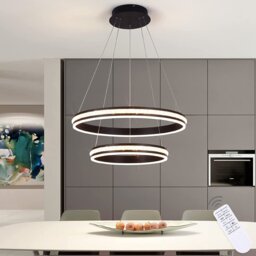 2 Rings 60cm Tiered Chandelier,Modern Dimmable LED Acrylic Crystal Chandelier for Living Room