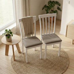 Parsons Dining Chair, Set of 2, Solid, White, High 47cm, Velvet Grey Upholstered