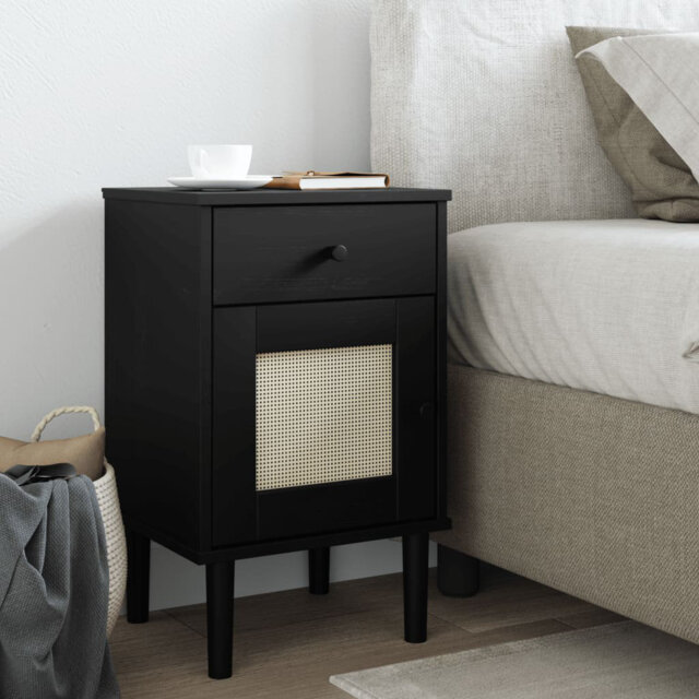 Bedside Table Rattan Look