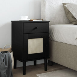 Bedside Table Rattan Look