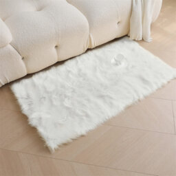 Addiego Solid Colour Tufted Machine Woven White Area Rug