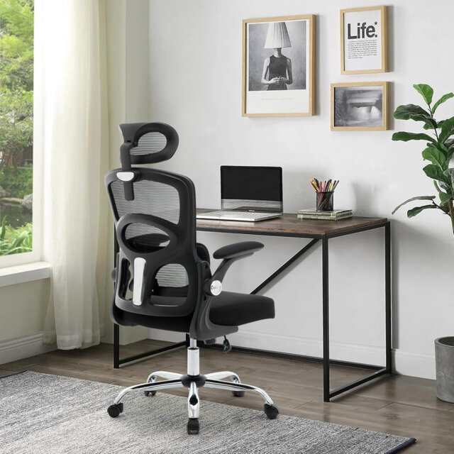 Ergonomic High-Back Mesh Office Chair with Adjustable Headrest & Lumbar Support - 360° Swivel Rolling Desk Chair for Computer, Gaming & Home Office Us